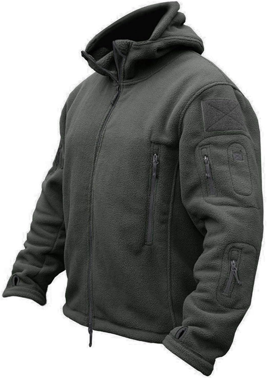 Detalle de TACVASEN EZ-P9XR-B63Y Men’s Full-Zip Fleece Jacket, Hooded and Windproof