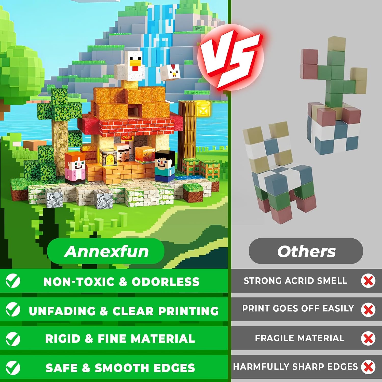 Detalle 2 de Annexfun 200PCS Magnetic Blocks with Light-Up Cubes (Magnetic Building Set)