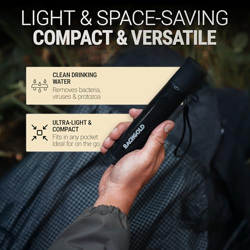 Detalle 1 de BACHGOLD Water Filter Straw for Camping, 70 cm Hose, 2-Stage Filtration