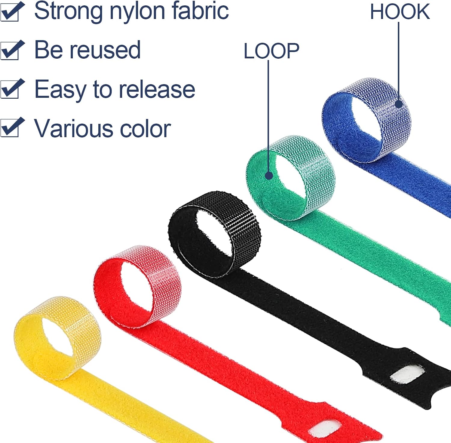 Thumbnail 2 de Mvyc MVYC -120 - Colorful Reusable Cable Ties, 6-Inch Microfiber, 5 Colors