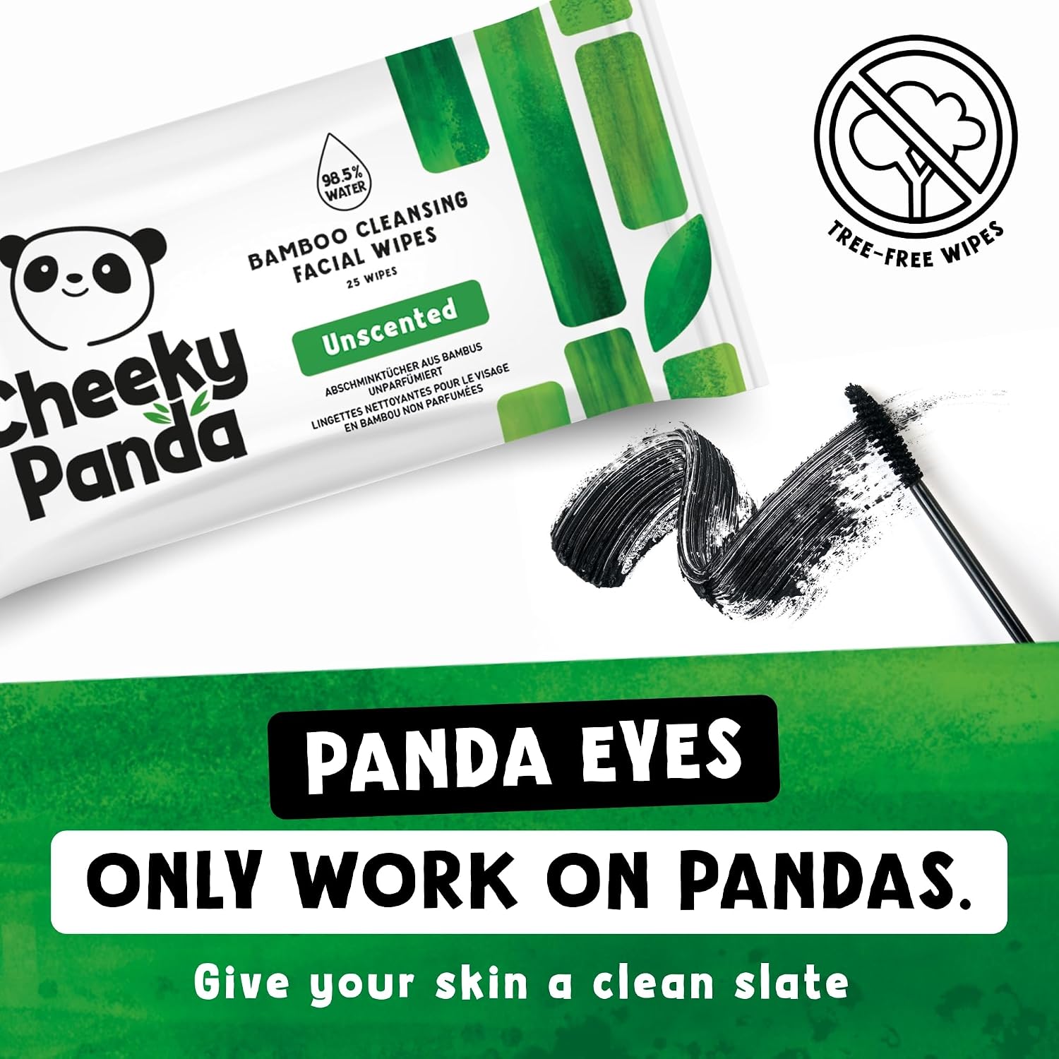 Detalle 2 de The Cheeky Panda Bamboo Face Cleanser & Makeup Remover Wipes (Unscented) – 6 Packs of 25