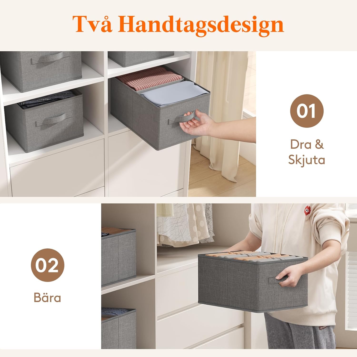 Detalle de Lifewit LH24233.01FG.V1.M01 förvaringslådor, 4-pack med avdelare