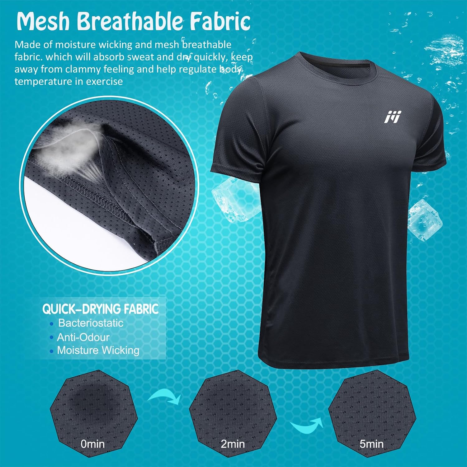 Detalle 2 de MEETWEE Sportshirt Herren Kurzarm Mesh