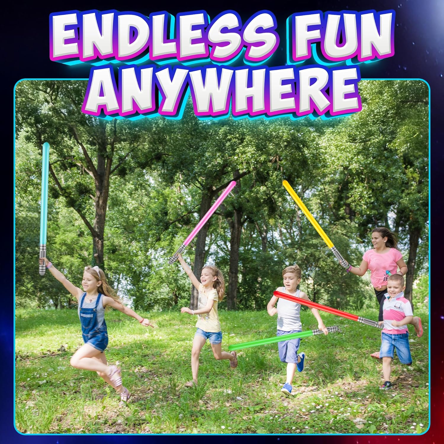 Thumbnail 5 de Bedwina Inflatable Light Sabers for Kids (Pack of 12) – 35-inch Neon Blow-Up Toy Swords