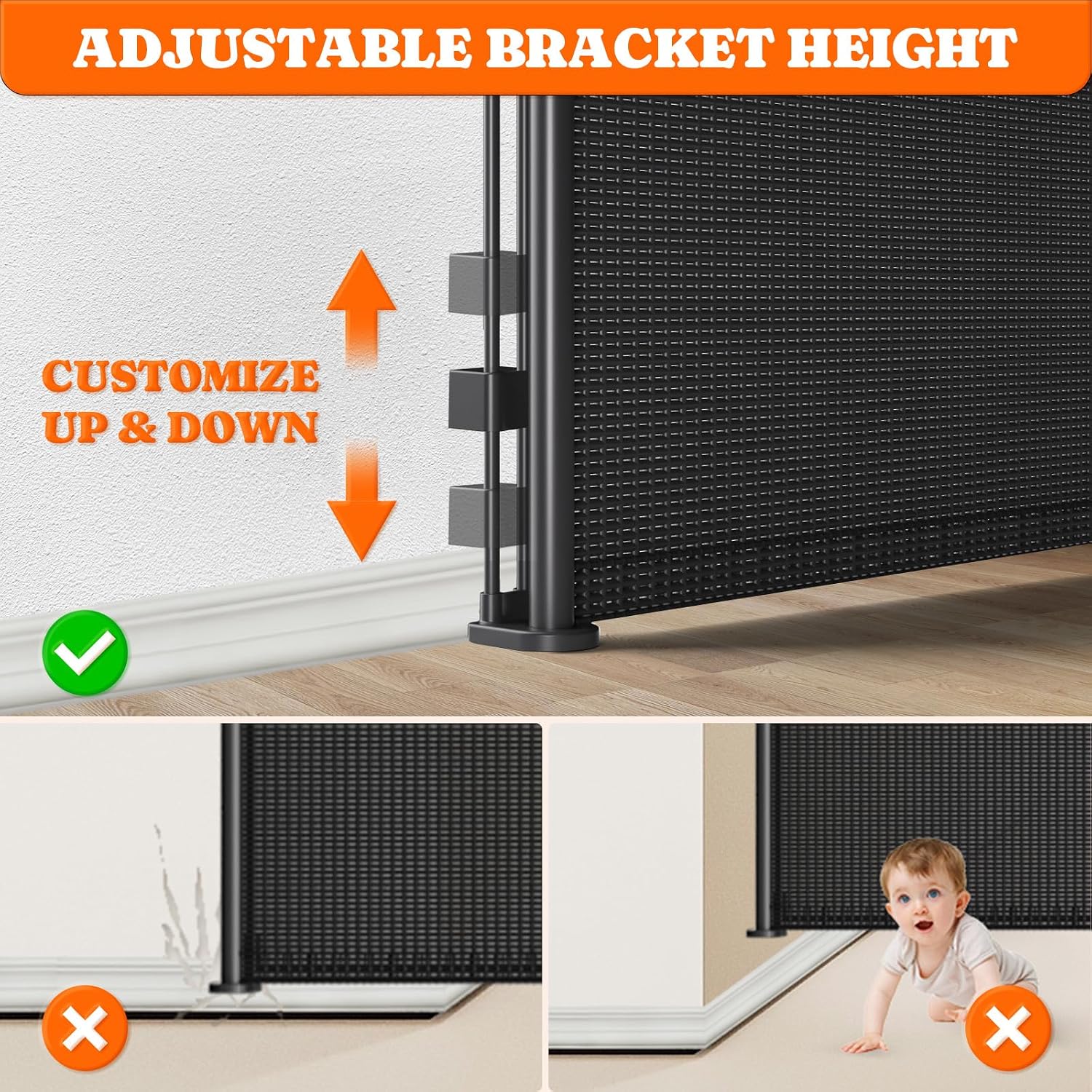 Thumbnail 4 de Pawtners Retractable Baby Gate, 71-Inch Wide Mesh, 41-Inch Extra Tall