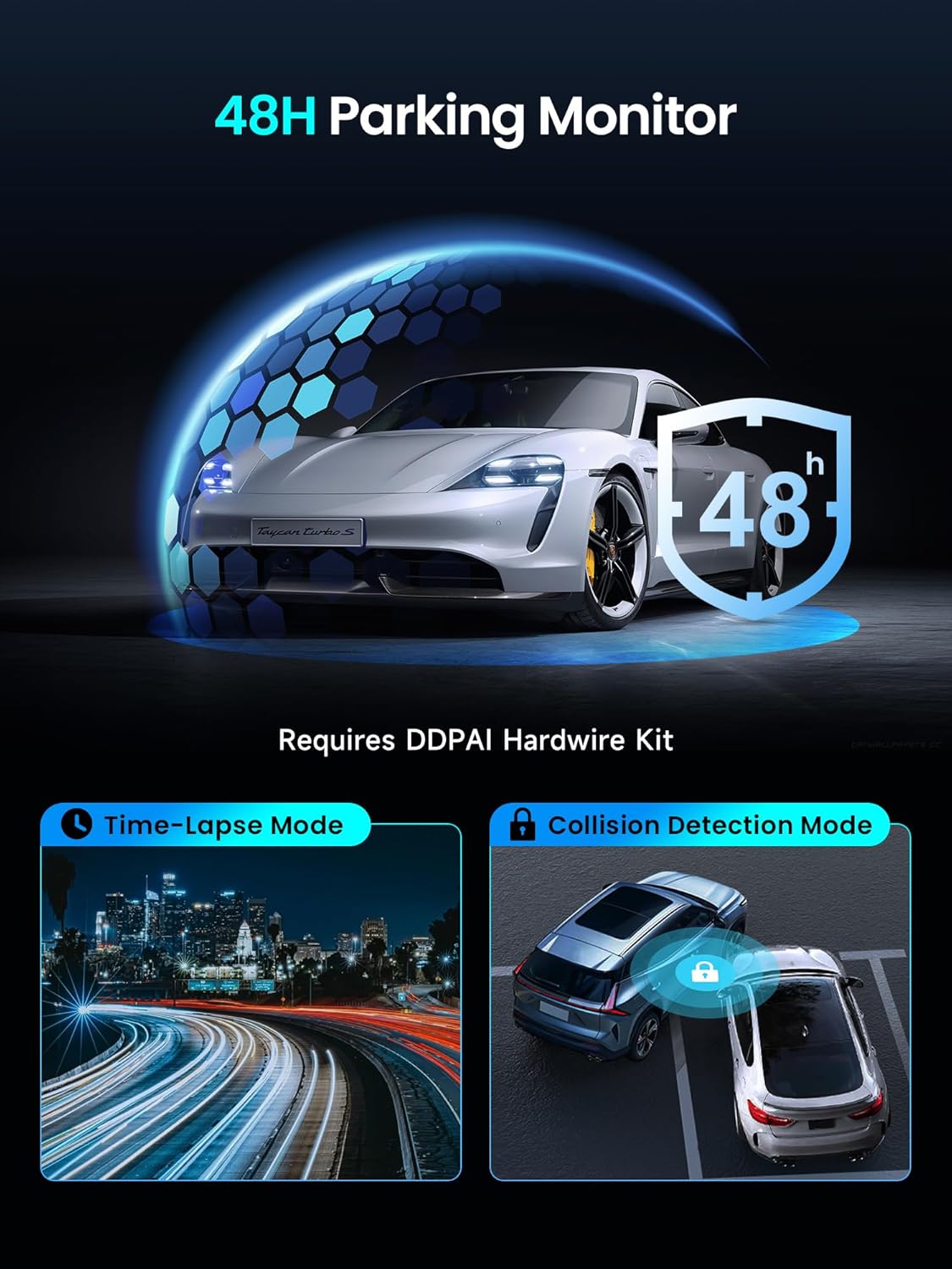 Thumbnail 4 de DDPAI Z50 Pro dashcam auto 4K+1080P con WiFi 6 5 GHz, GPS e 48 ore di monitoraggio in parcheggio