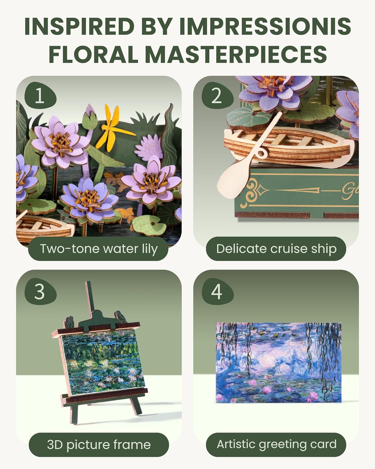Thumbnail 6 de ROWOOD 3D Wooden Puzzle for Adults with LED Light — Lotus Model TH001