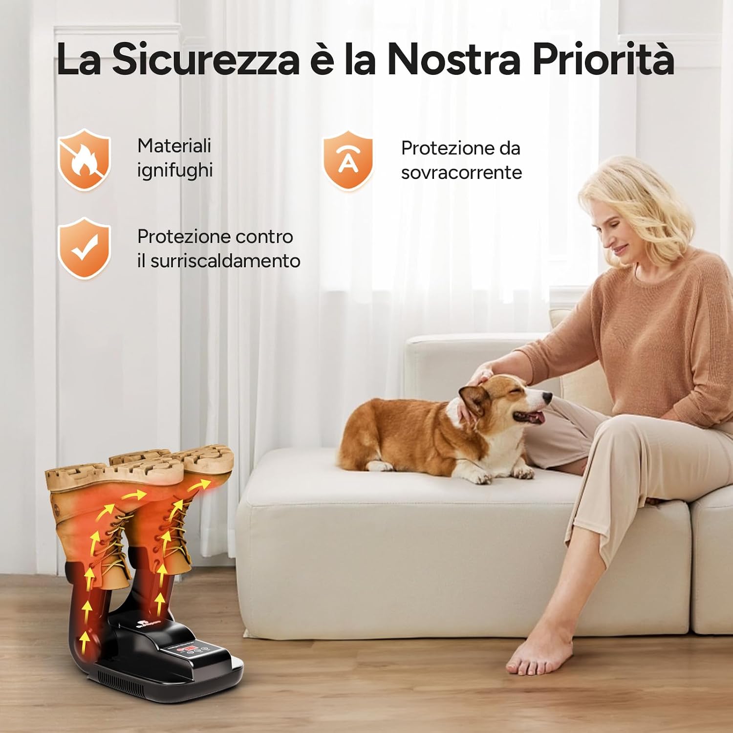 Detalle de DR.PREPARE Dr.Prepare Asciuga Scarpe Elettrico: asciuga velocemente scarpe, stivali e accessori con timer e design pieghevole