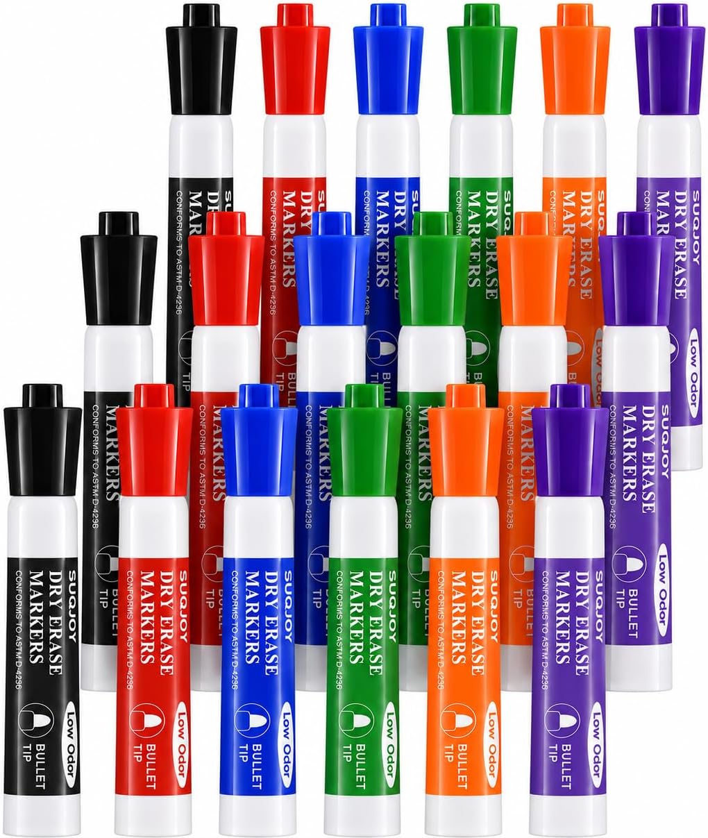 Thumbnail 6 de SUQJOY Stylos pour Tableau Blanc – Lot de 12, 4 couleurs, pointe ogive, faible odeur