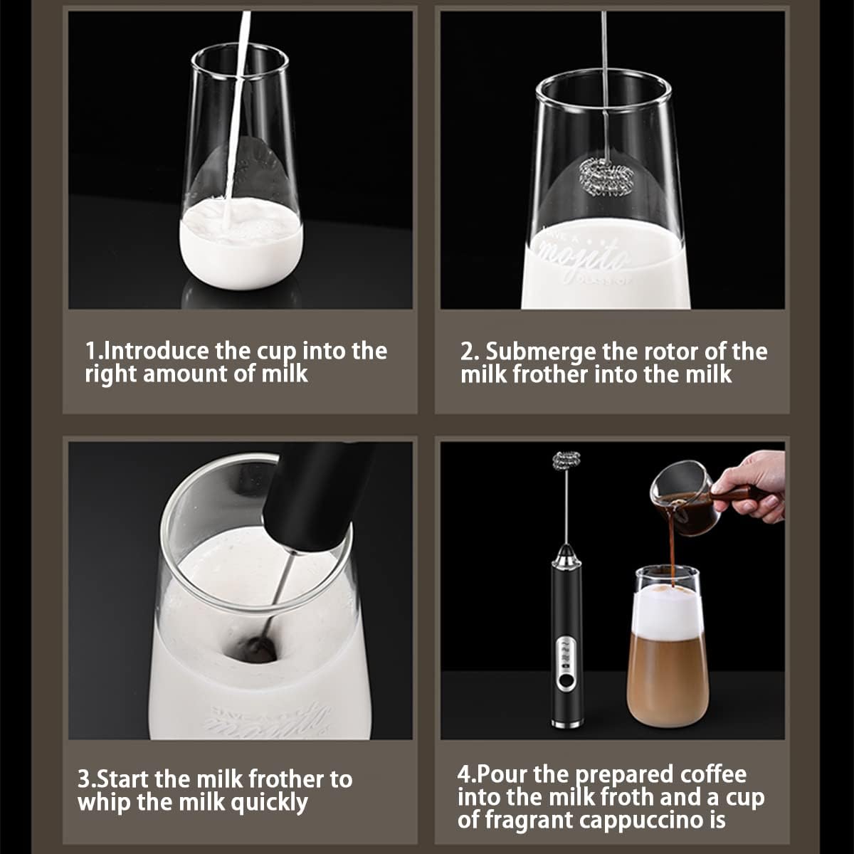 Thumbnail 3 de Milk Frother USB Rechargeable Handheld Whisk