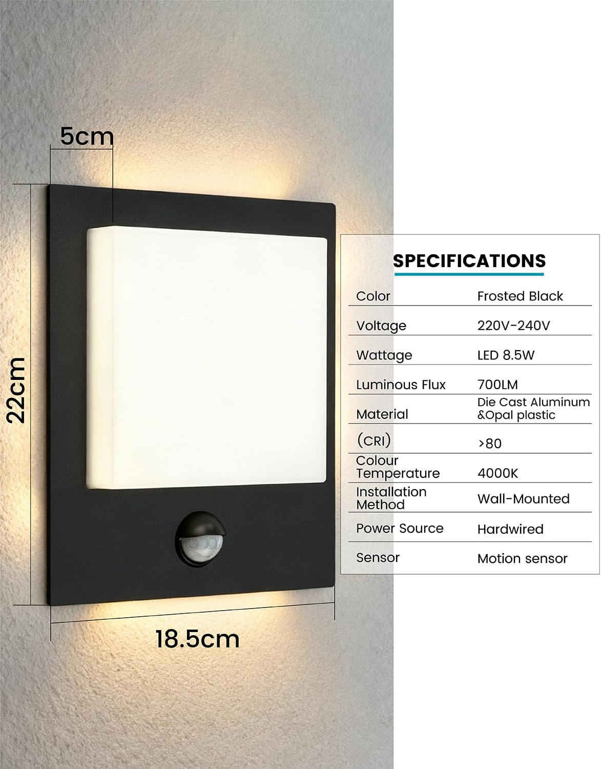 Thumbnail 1 de MULANDI Outdoor Wall Light with Sensor
