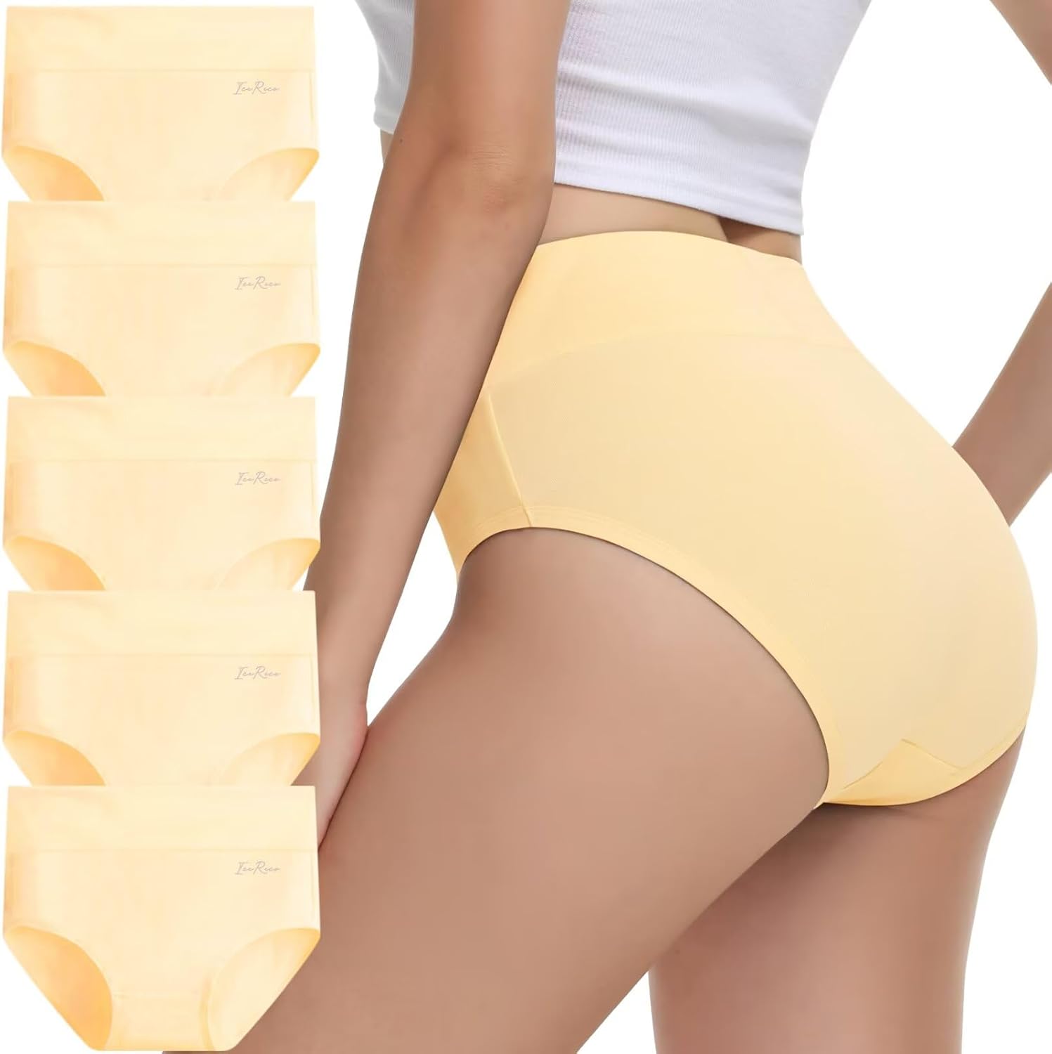 Detalle de IceReco Damen Unterhosen Baumwolle 5er Pack – Hohe Taille, atmungsaktiv und sanft zur Haut