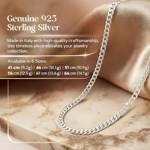 Detalle de QUADRI 925 Silver Cuban Link Necklace for Men – 20" (51 cm)