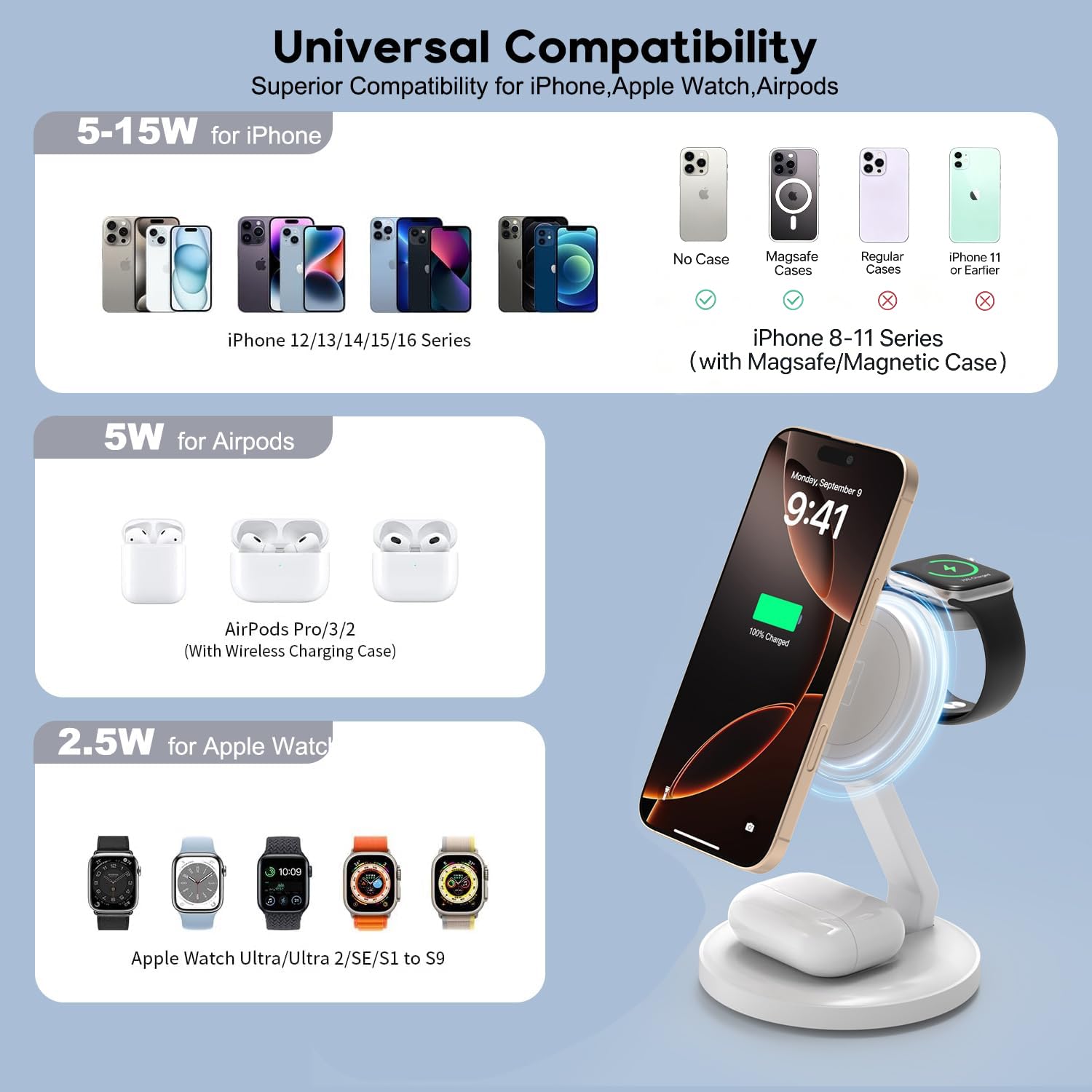 Thumbnail 6 de 15W Foldable MagSafe 3‑in‑1 Charging Station