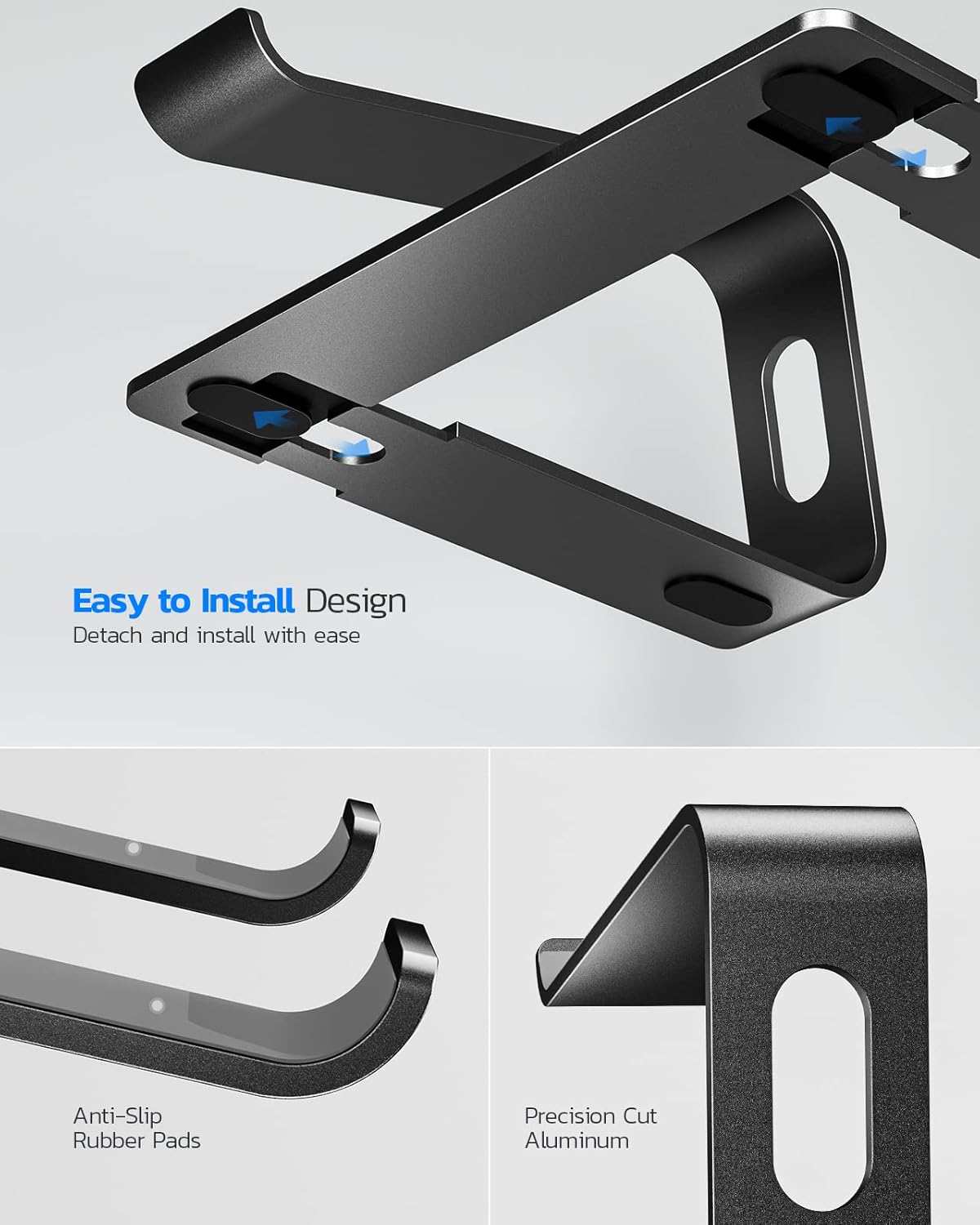 Thumbnail 4 de Nulaxy C3 Laptop Stand (Aluminium) for desks — ventilated riser for 10–16 inch laptops