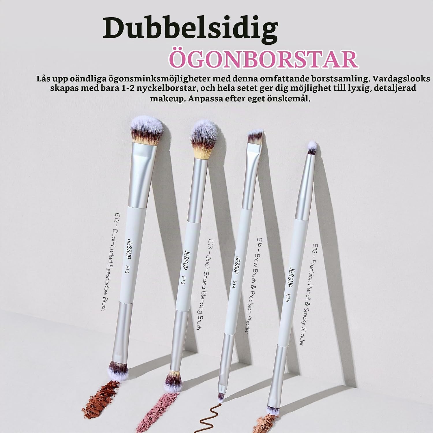 Detalle 1 de Jessup T520 sminkborstset med 7 dubbelsidiga borstar och fodral