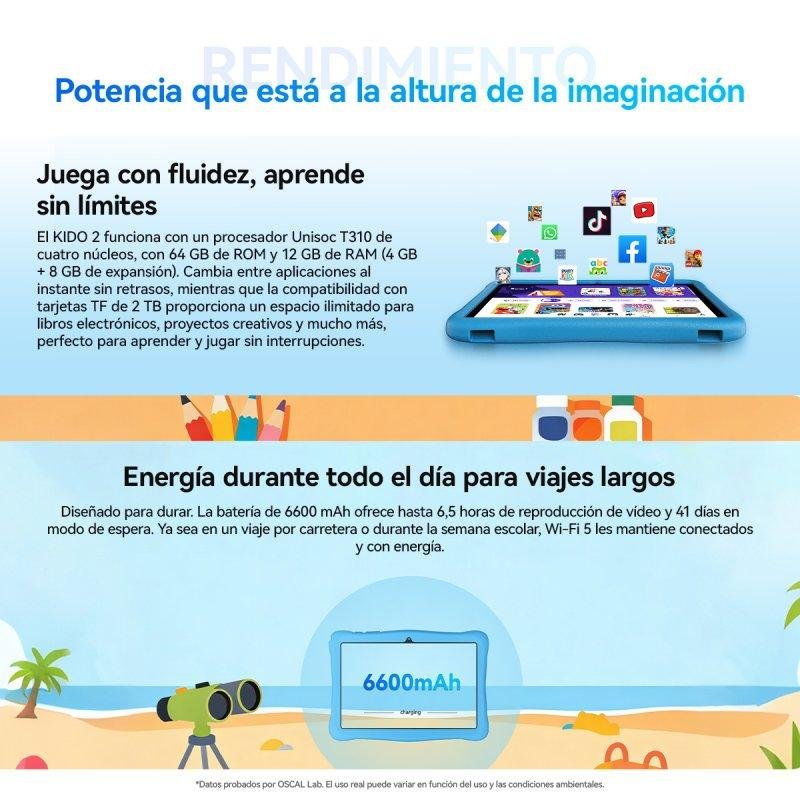 Detalle 2 de Tablet OSCAL KIDO 2 10,1" WiFi 4GB/64GB – Azul