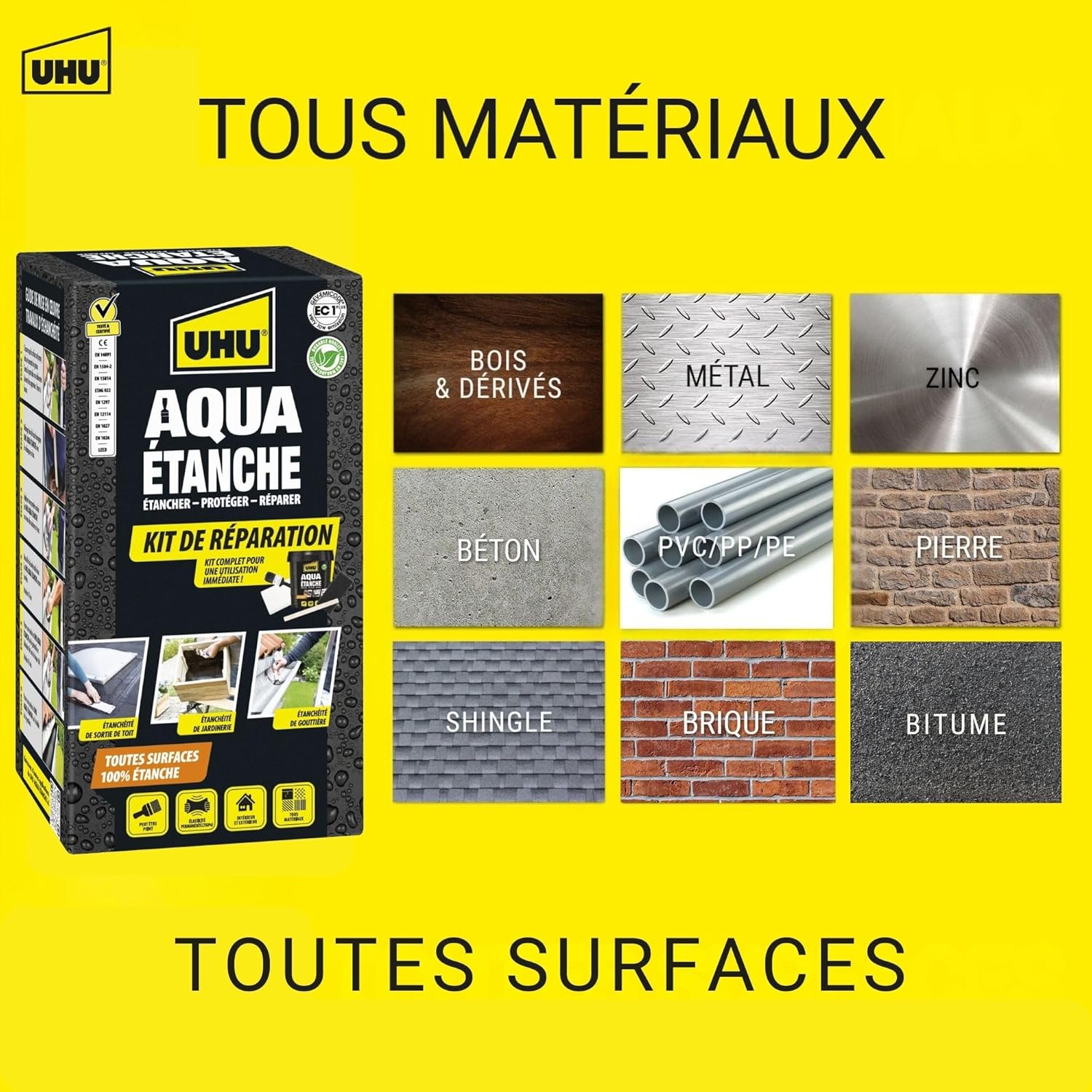 Thumbnail 5 de UHU Aqua Etanche – Kit de Réparation Complet avec Enduit d'Étanchéité (750 ml)
