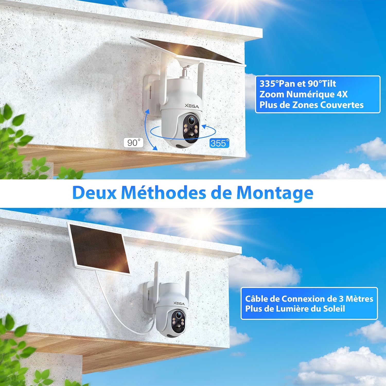 Thumbnail 5 de Xega 4G Camera Exterieur 3MP avec Panneau Solaire