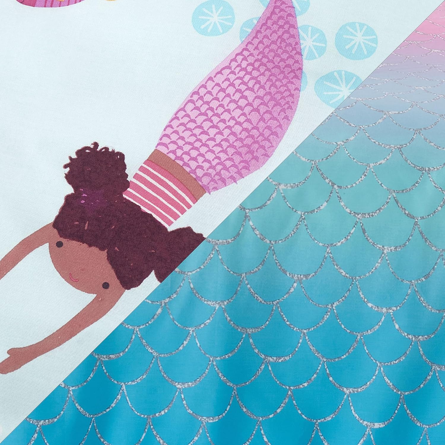 Thumbnail 3 de Catherine Lansfield Mermaid 66x72" Fully Reversible Two Curtain Panels (Blue/Pink)