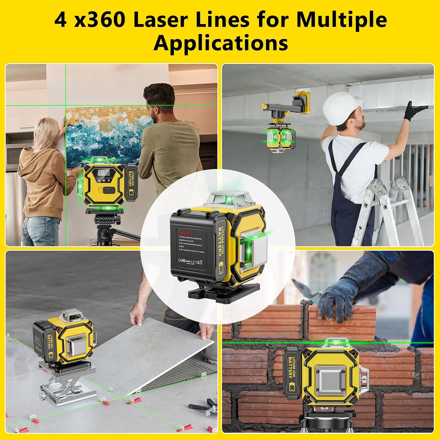Thumbnail 6 de Bogseth Livella Laser Autolivellante 16 linee 4×360° con telecomando e supporto rotante