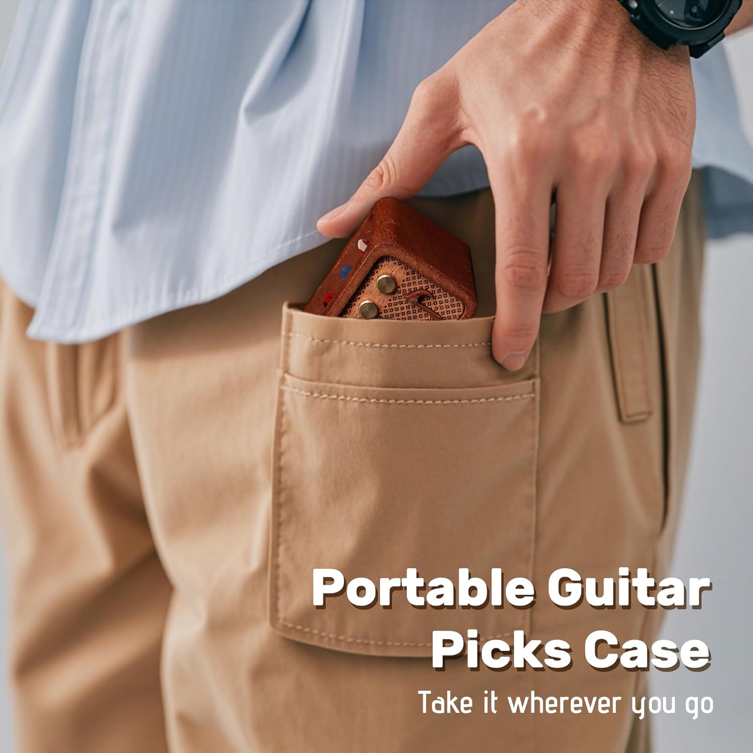 Thumbnail 4 de CoolGift Mart Sapele Wood Guitar Pick Holder (Amp Shaped) – Guitar Accessories for Storage & Display