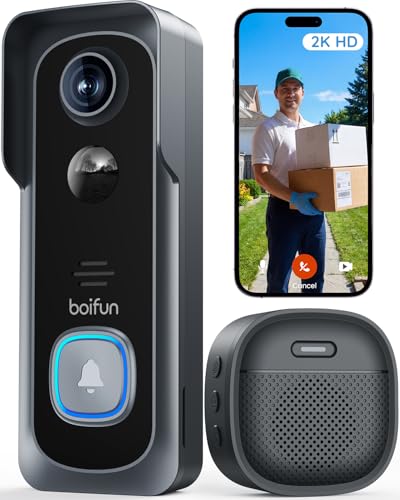 Imagen de BOIFUN 2K Video Doorbell Camera Wireless: 2K 3MP, No Monthly Fee, 166° View en OfertitasTOP