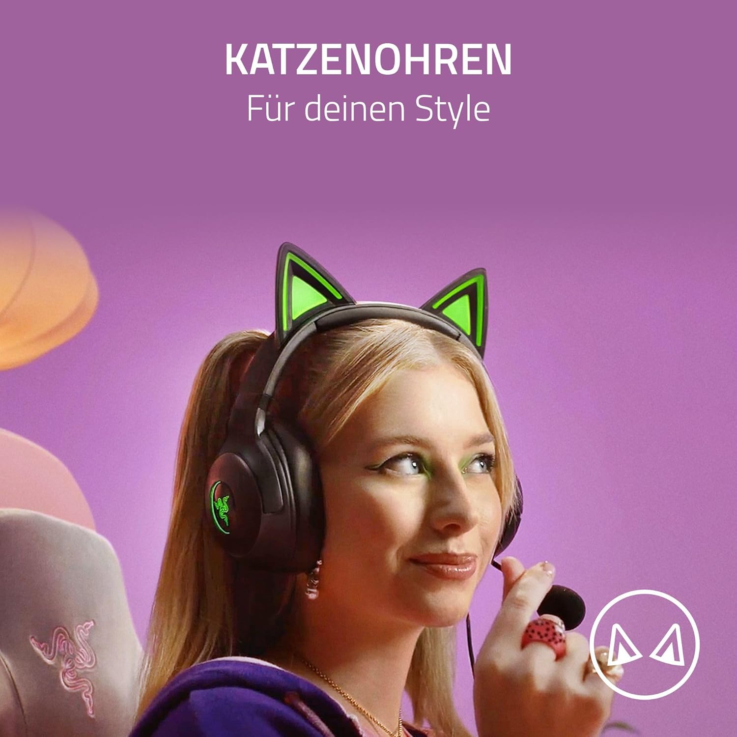 Thumbnail 1 de Razer Kraken Kitty V2 – kabelgebundenes RGB-Headset mit 7.1-Surround, HyperClear Mikro und Katzenohren-Look (schwarz)