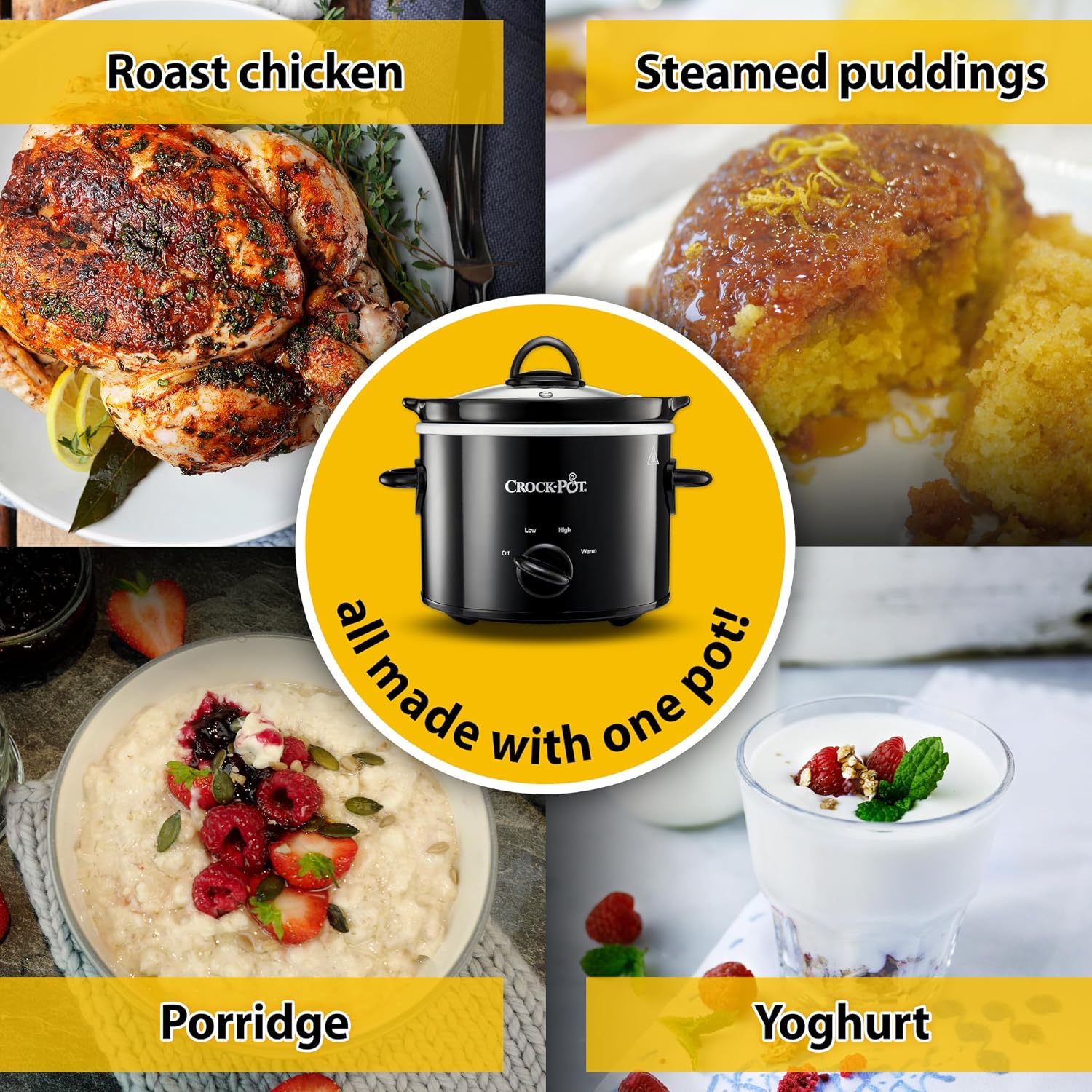 Detalle de Crock-Pot Slow Cooker CSC080 with Removable Easy-Clean Ceramic Bowl (1.8 L)