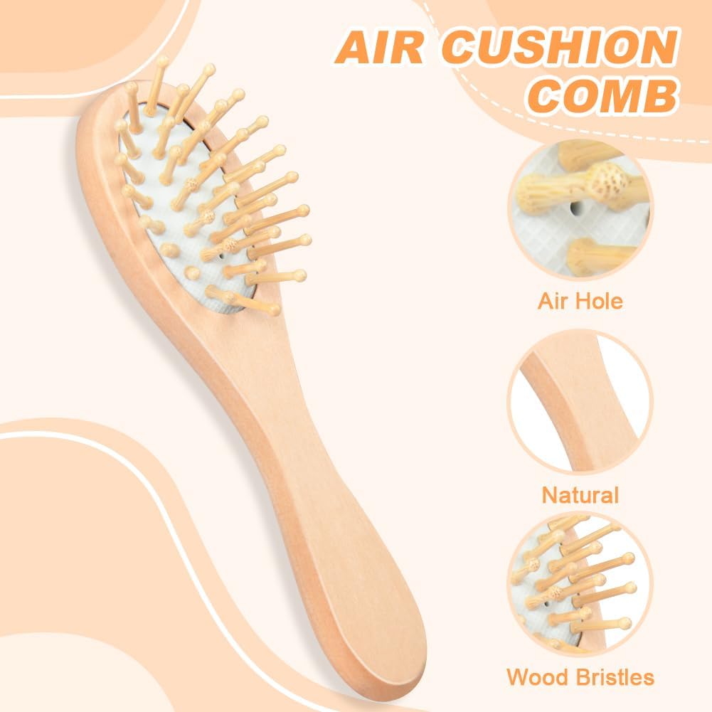 Detalle de Aolso Brosse Cheveux Bébé – Lot 3 pcs, bois naturel et poils de chèvre doux