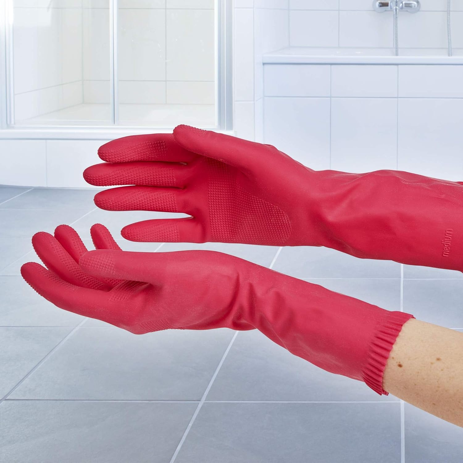 Detalle de Mapa Usages Quotidiens – Gants de Ménage en Latex avec intérieur coton – 12 paires, Taille M/L