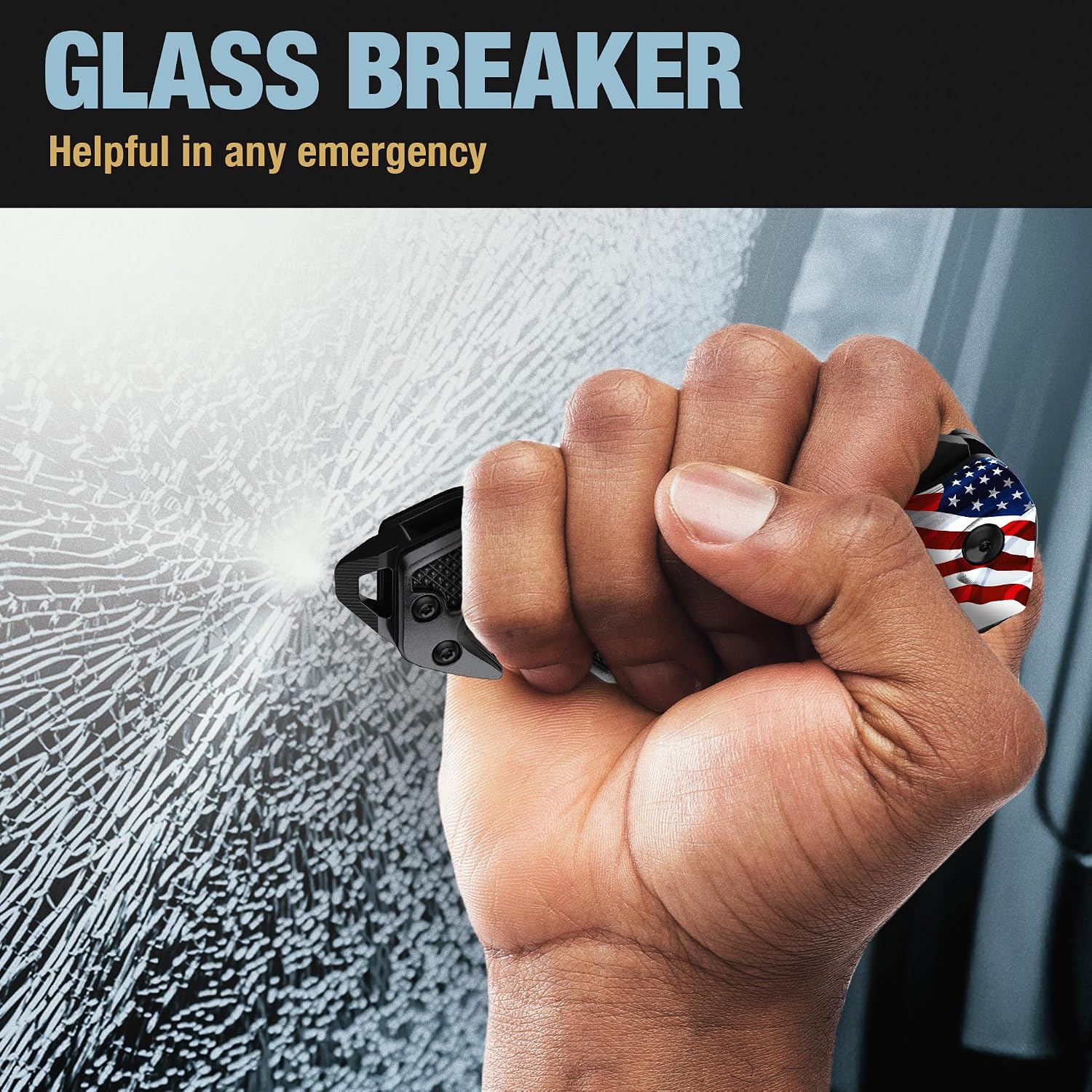 Thumbnail 3 de GOOD WORKER Patriotic Legal Pocket Knife with Serrated Blade and Glass Breaker
