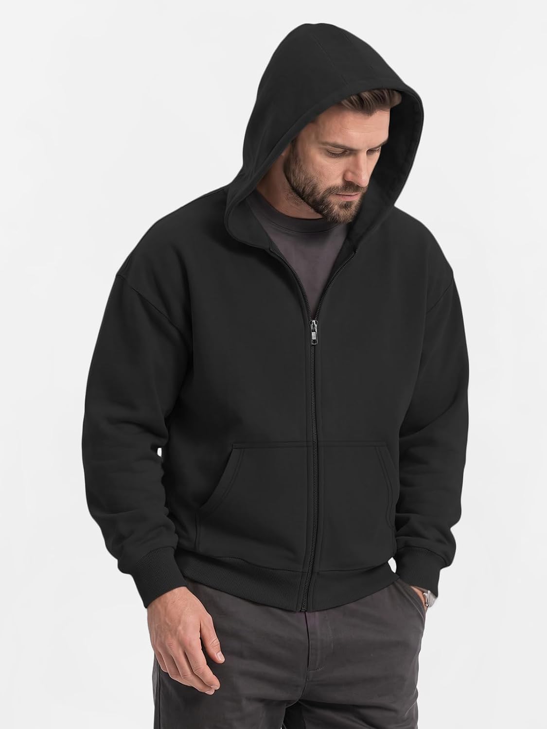 Thumbnail 4 de EFAN Men's Zip-Up Hoodie Cotton-Blend Fleece