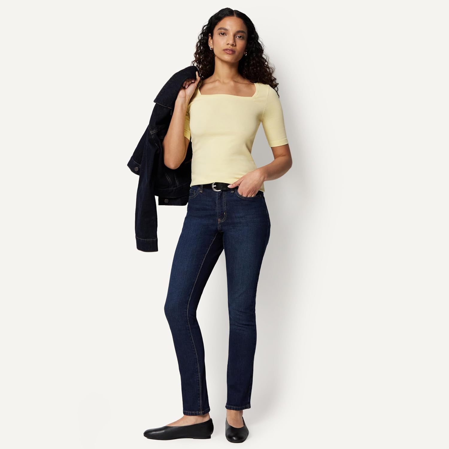 Thumbnail 4 de Amazon Essentials Femme T-Shirt Ajusté à Manches Mi-Longues et Col Carré
