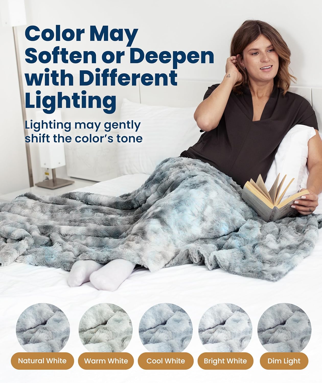 Thumbnail 5 de Everlasting Comfort Arctic Blue Faux Fur Throw Blanket (50"x65")