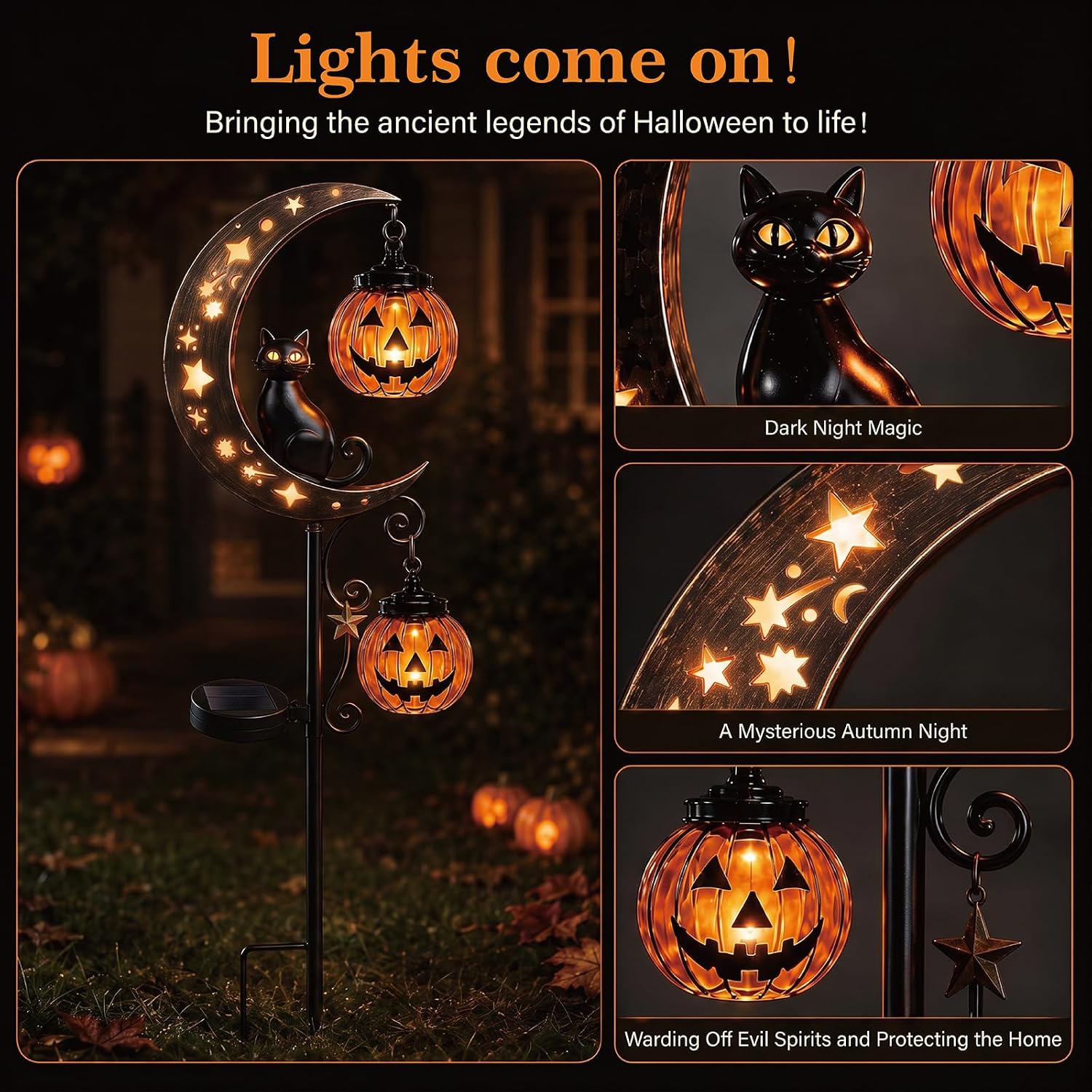 Detalle de Solar Halloween Pumpkin Garden Stake Light