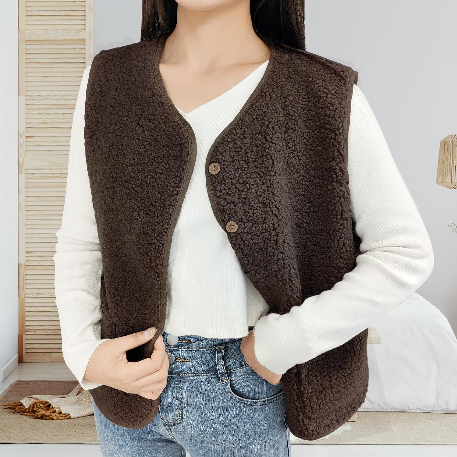Detalle 2 de Teddy Fleece Weste Damen 2 Größen