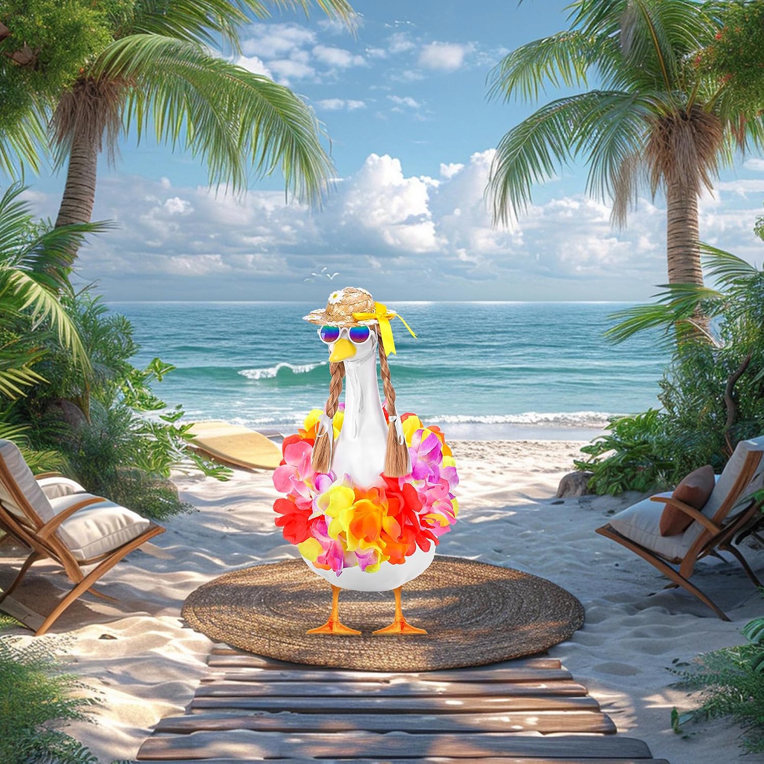 Thumbnail 6 de DECOHS Hawaiian Porch Goose Outfits 4-Piece Set for 17" and 23" Lawn Geese