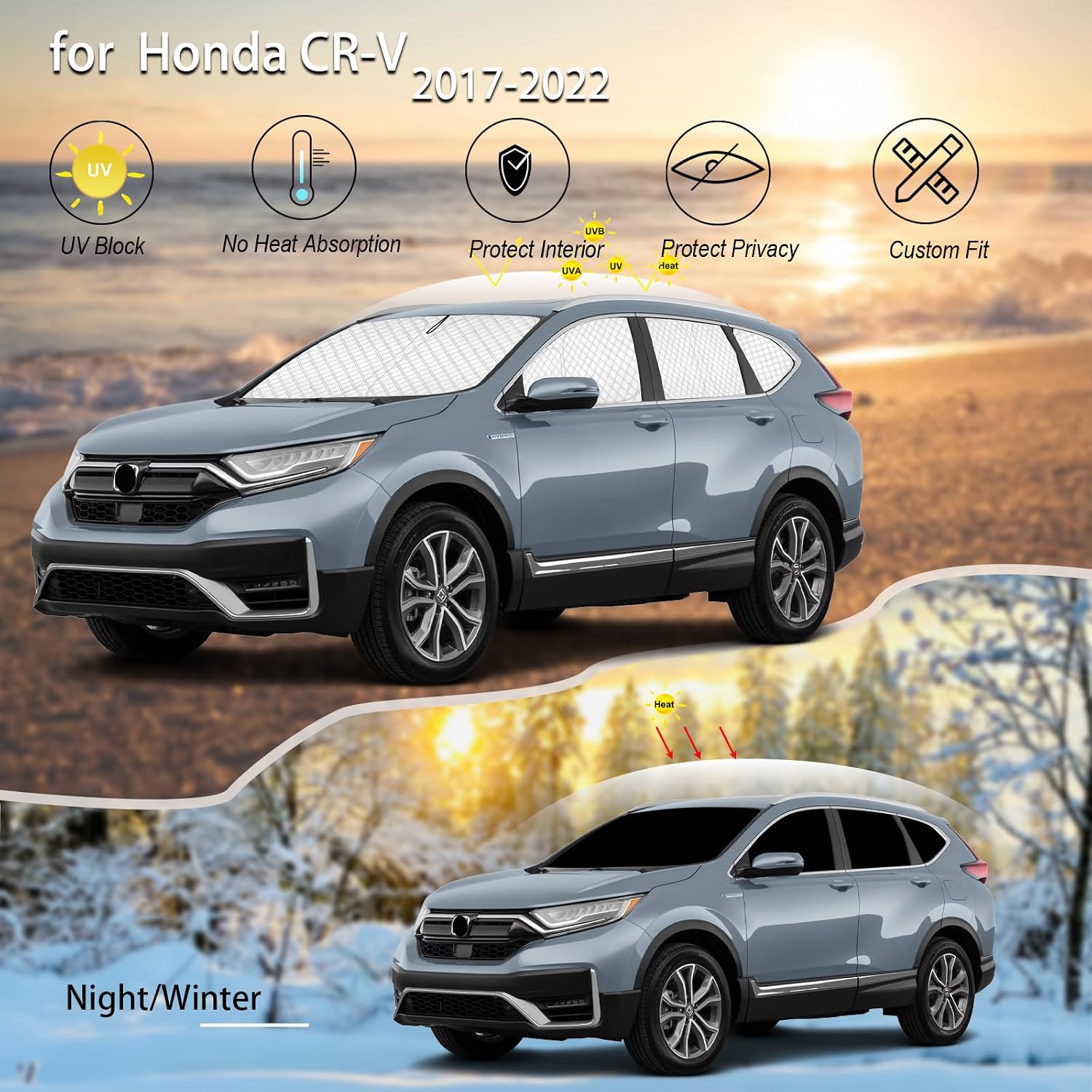 Detalle 2 de KMF 8pcs Thicken Sun Shades for Honda CR-V 2017-2022