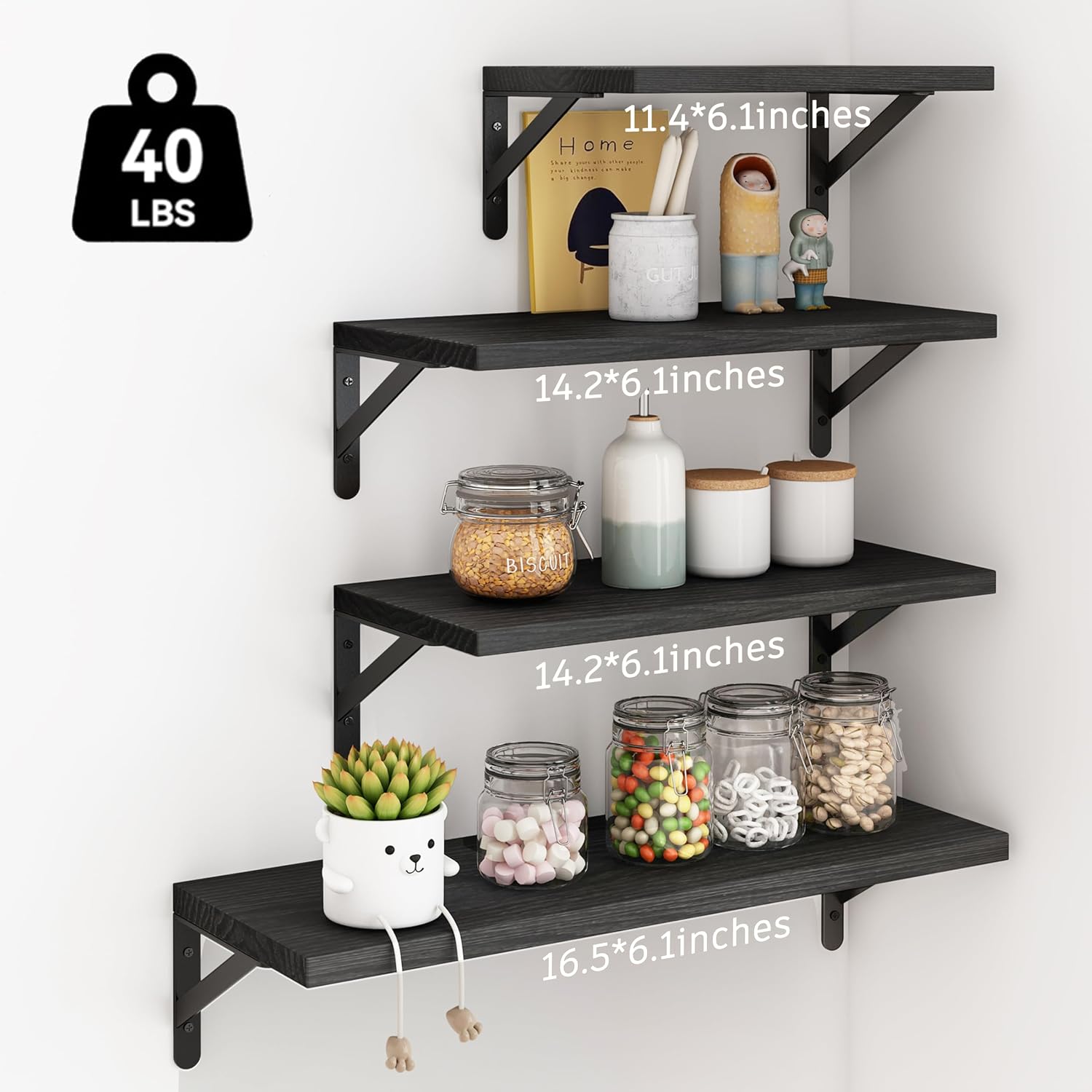 Detalle de YGEOMER Floating Wall Shelves Set of 4