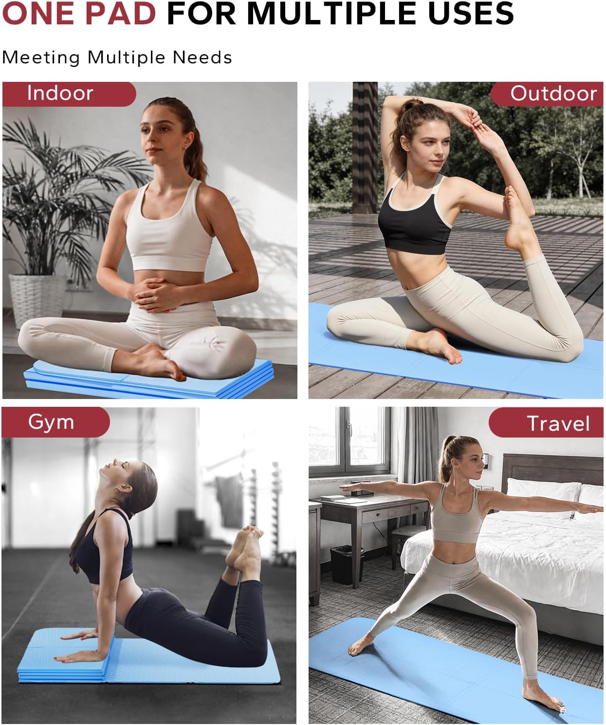 Thumbnail 5 de HAPBEAR HB-YM11 Foldable Yoga Mat, 6mm TPE, Dual-Sided Non-Slip Grip