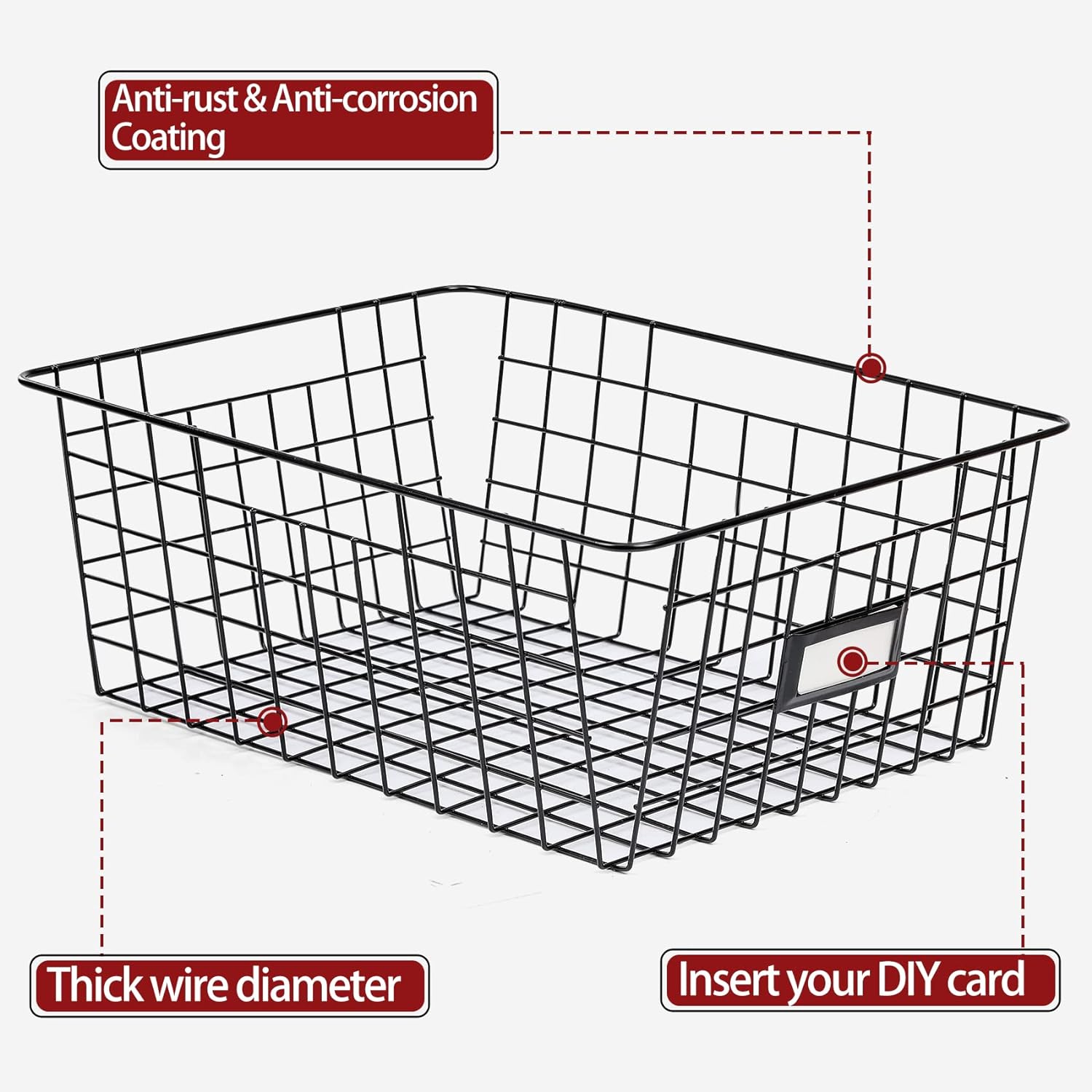 Thumbnail 6 de 8 Set, Extra Large Wire Baskets for Organizing with Labels