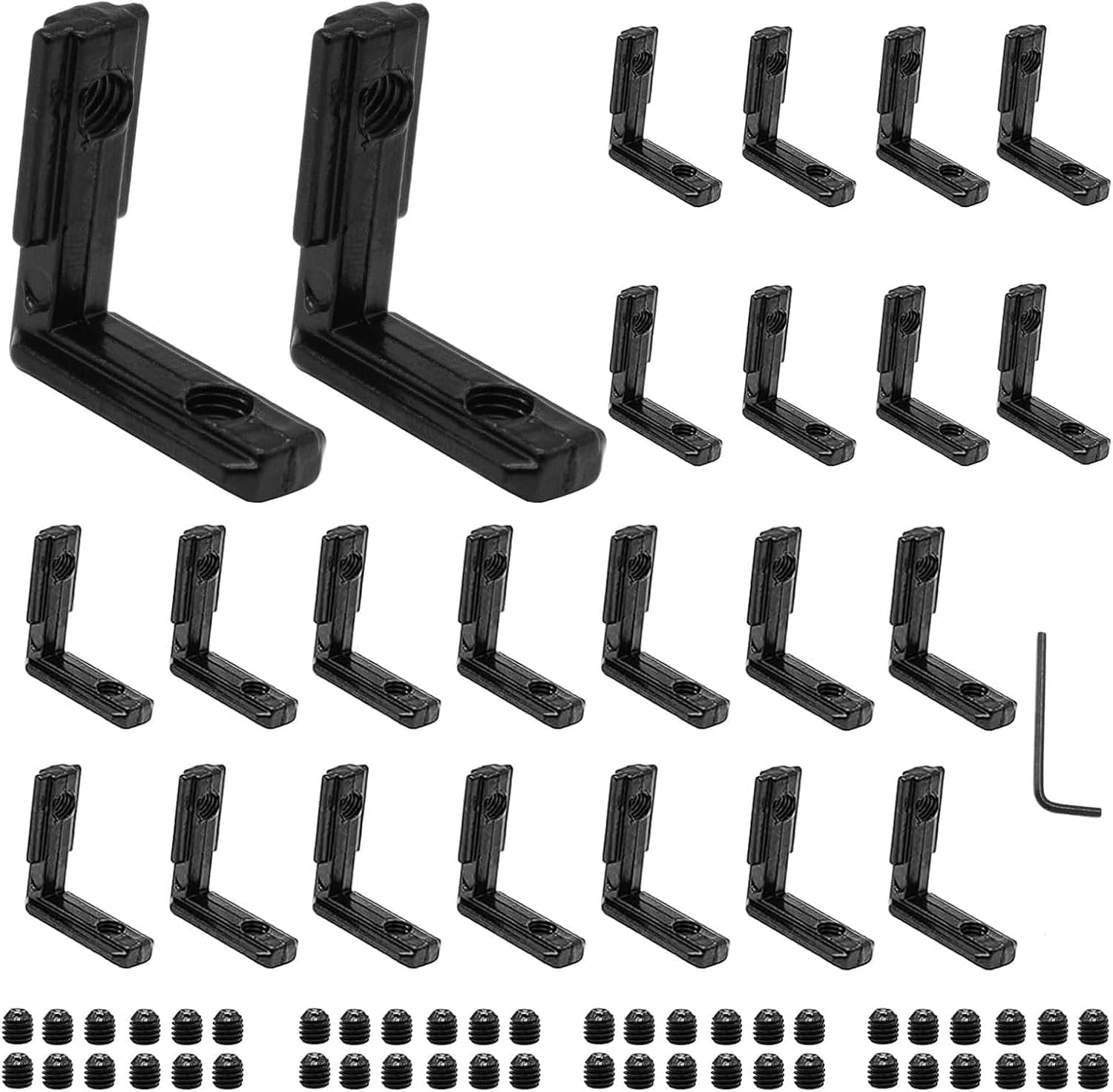 Detalle de iMetrx L‑Form 90° Innenwinkel für 20x20 Aluminiumprofil, 26 Stück Schwarz (V‑Typ/T‑Typ)