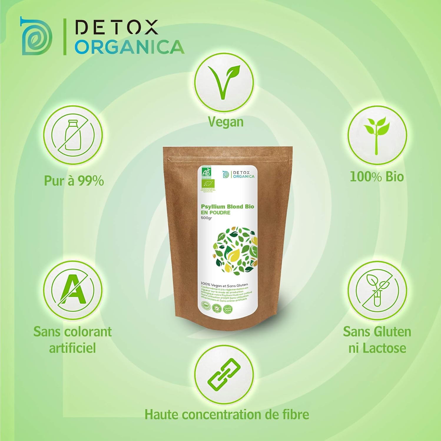 Thumbnail 2 de Detox Organica-Psyllium Blond Bio Poudre 500g