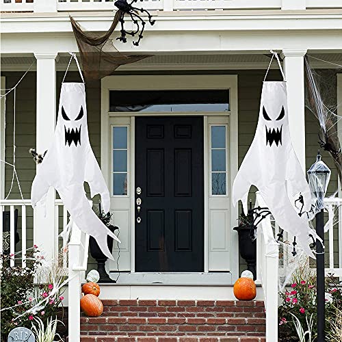 Detalle de Halloween Deko Geist – 120 cm, hängende Geister-Deko mit bunten Lichterketten von Bseical