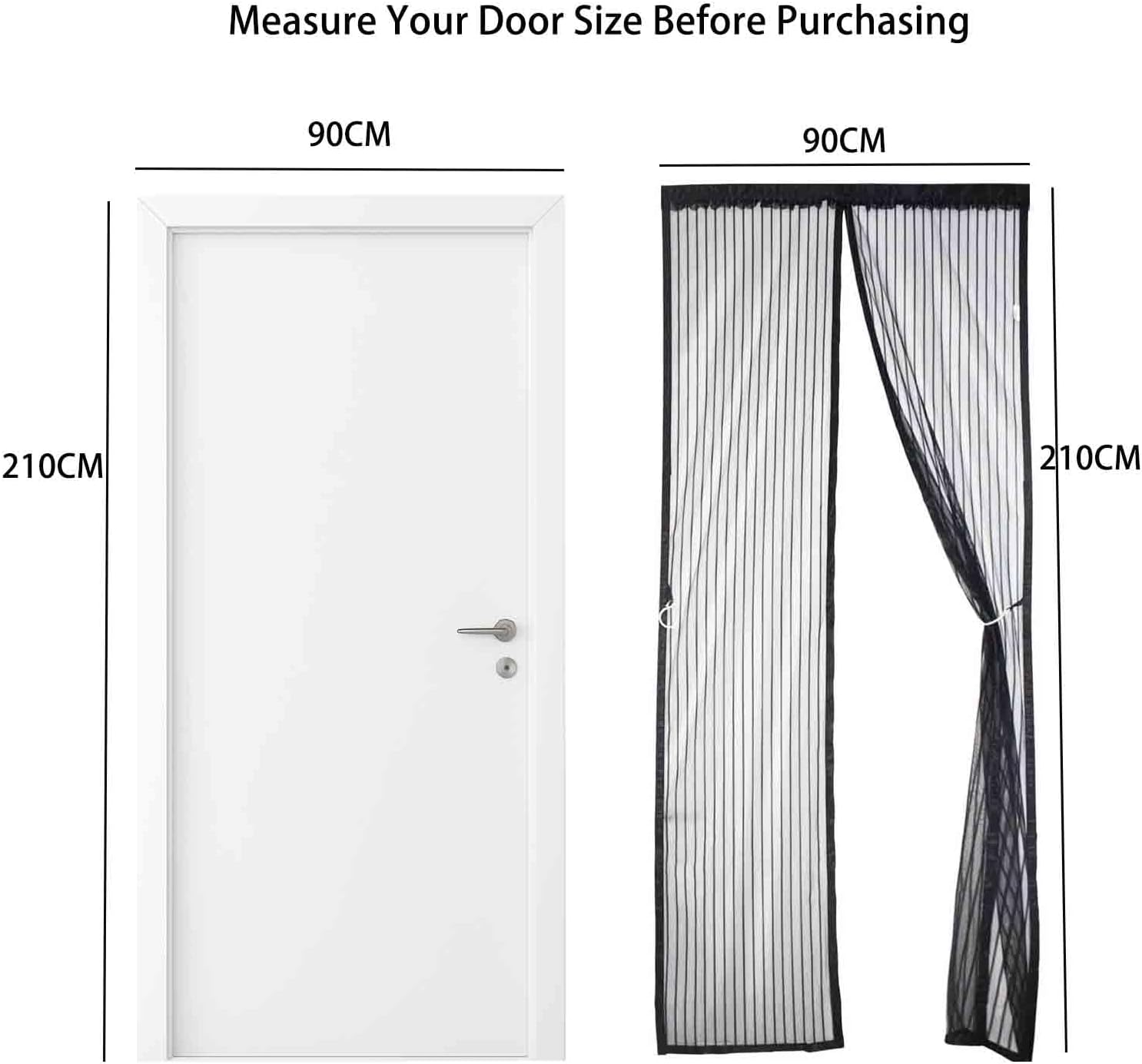 Thumbnail 1 de Jeffica Magnetic Fly Screen Door – Extra Sturdy, Pet-Friendly Auto-Close Insect Curtain (90x210cm, Black)