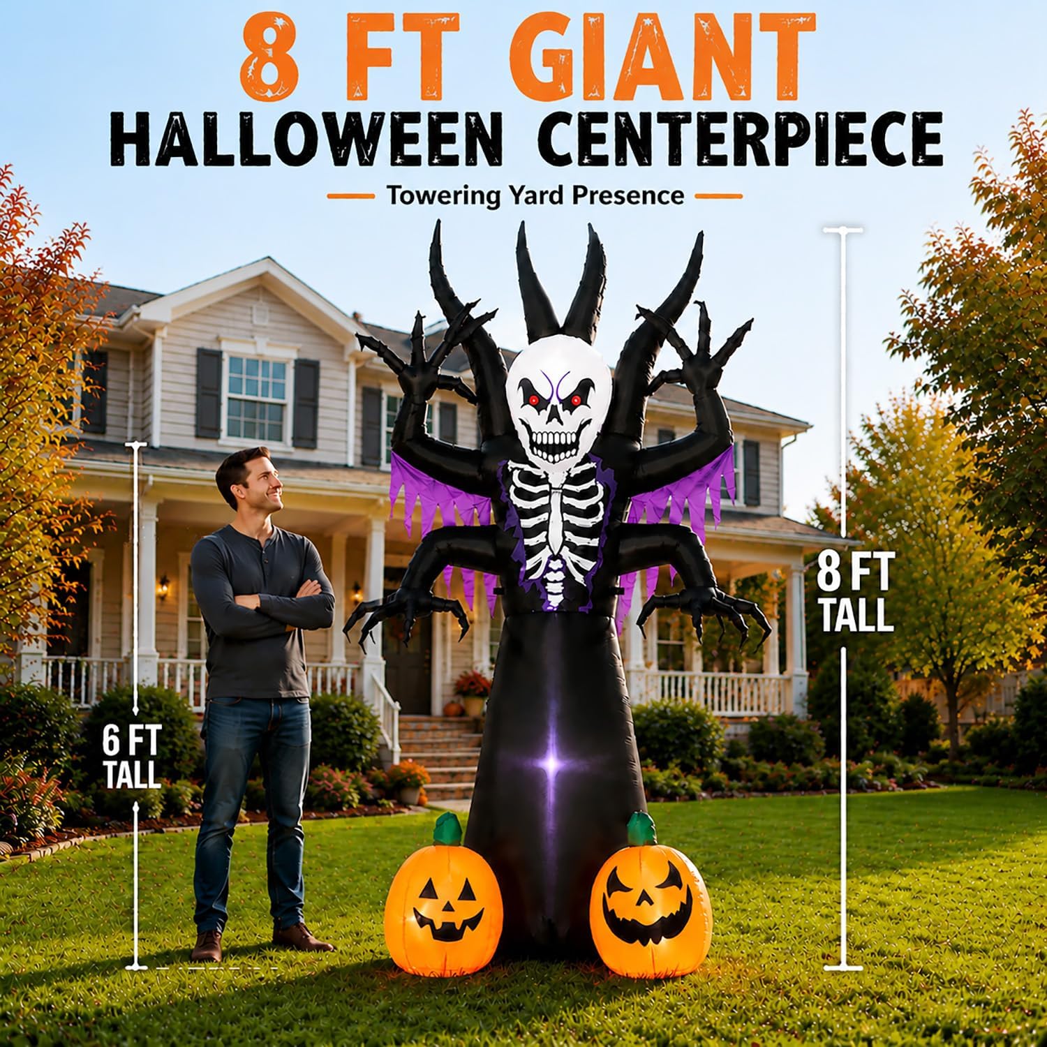 Detalle 2 de Toiyjofe Skeleton Tree 8-Foot Halloween Inflatable with LED Lights