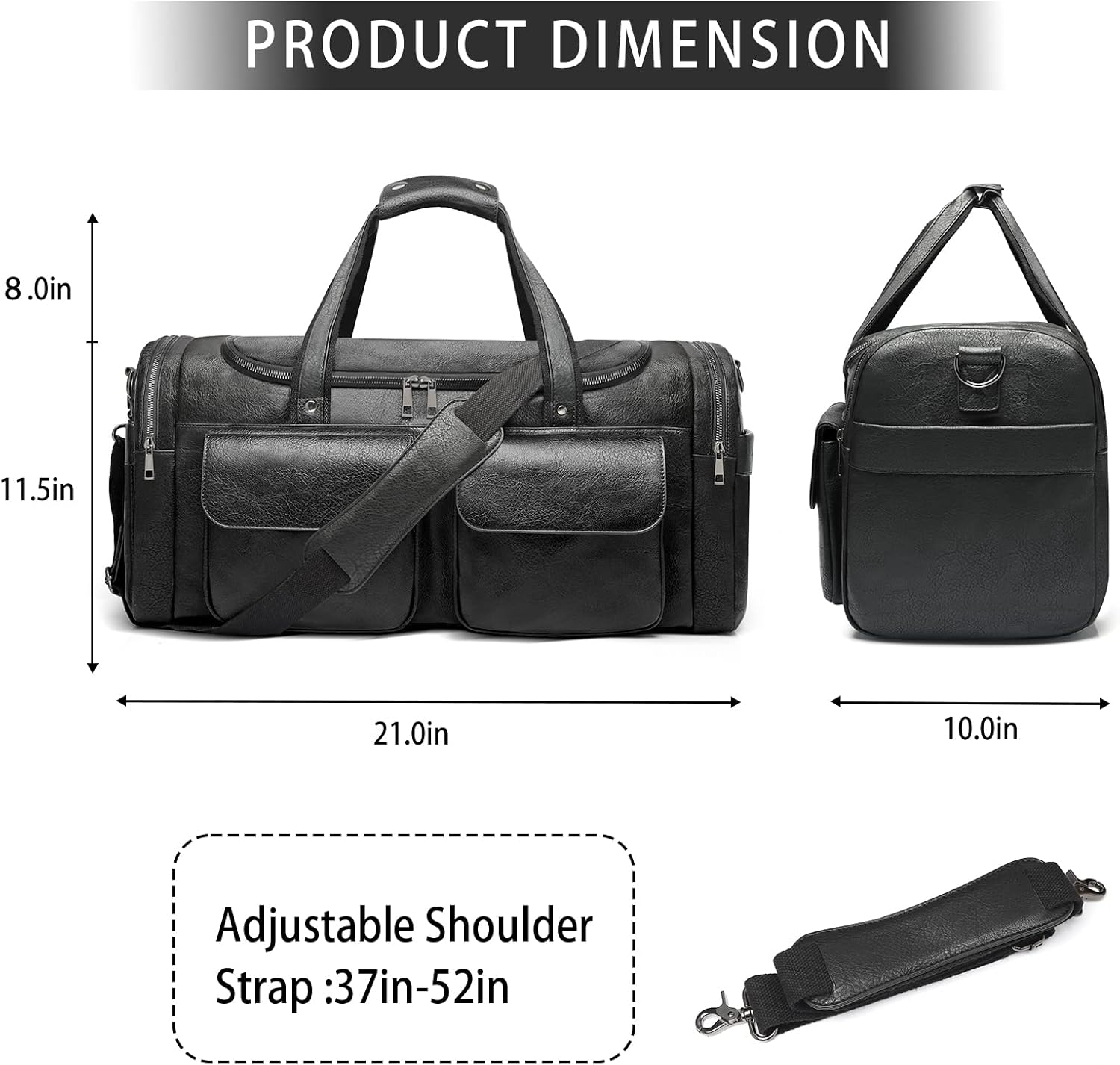 Detalle de Bolosta Travel Duffle Bag for Men – Large PU Leather Weekend Distinctive Yet Practical