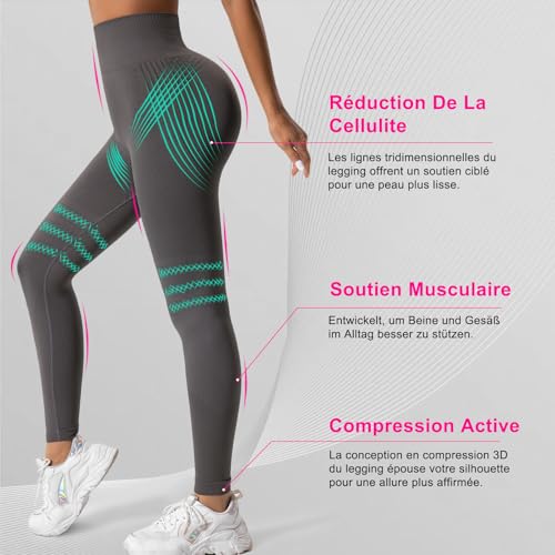Detalle de Luveon Leggings Anti-Cellulite 3D Femme Original – Legging de compression 3D, taille haute, noir (XL) par Deedlite