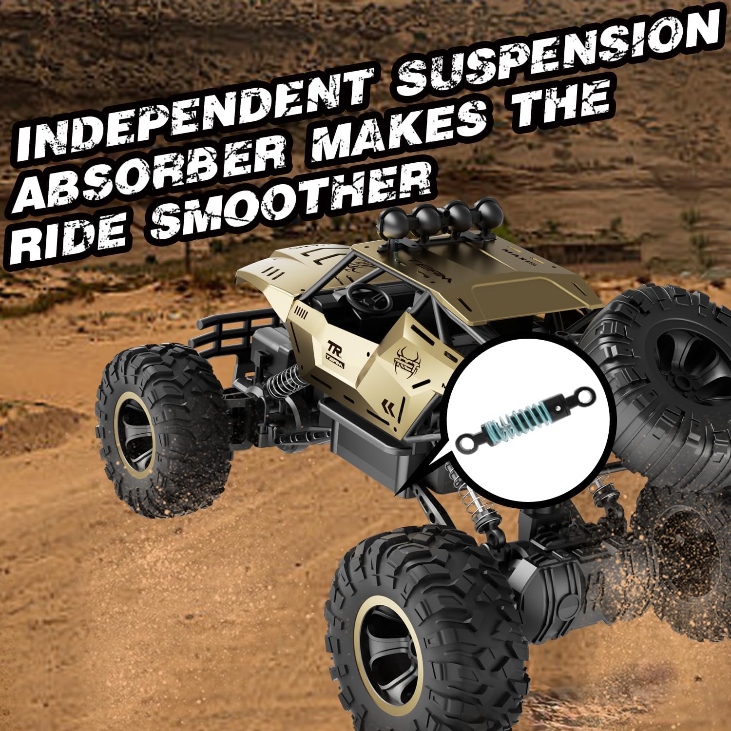 Detalle de Jiakora 1:12 Off-Road RC Monster Truck (4WD) with Dual Batteries, LED Headlights and Metal Shell